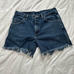 Wrangler Blue Frayed Jean Shorts